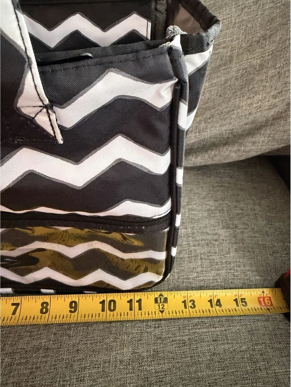 Thirty One True Beauty Bag In Black Chevron Makeup Organizer Monogram K READ